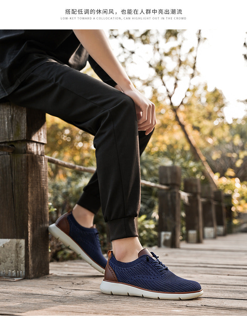 Foreign Trade Large Size Men's Shoes Lightweight Casual Sports Shoes Breathable Flyknit Mesh Loafers One-Piece Dropshipping Fashion Versatile