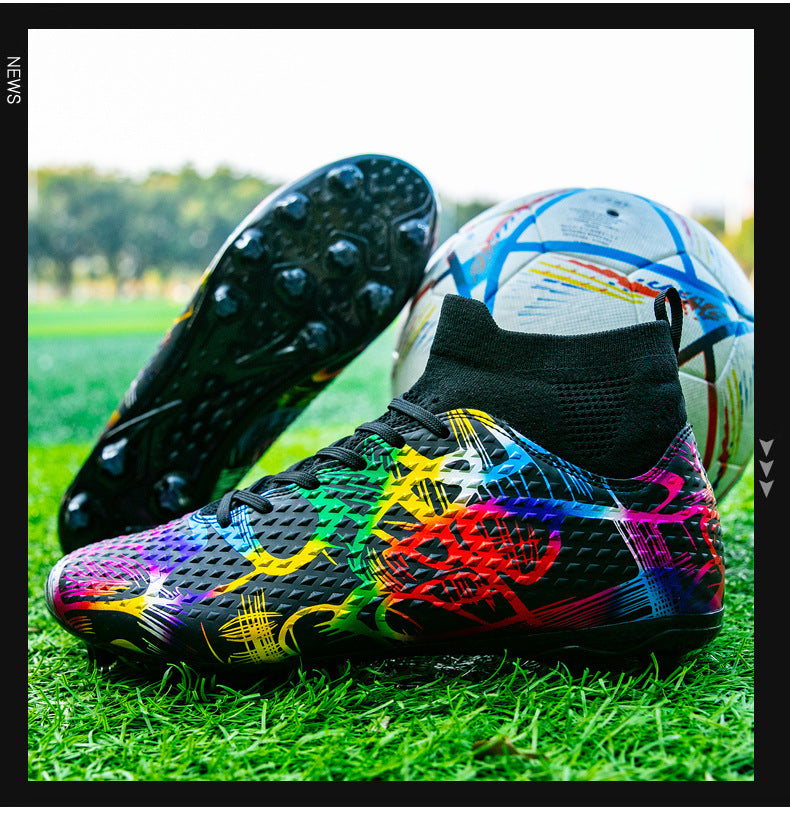 Youth Football Shoes Men and Women Long Spikes Adult Professional Sports Training Shoes Artificial Grass Non-Slip Wear-Resistant Competition Shoes