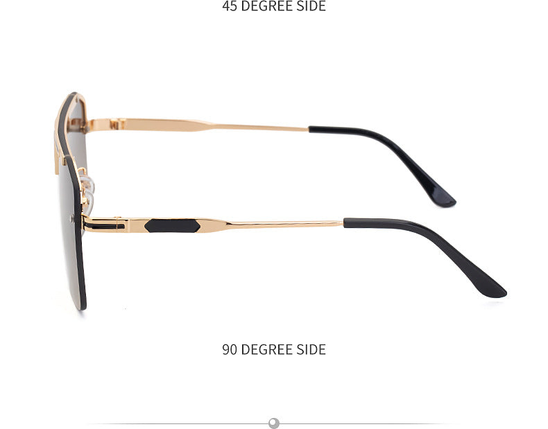 New Large Frame Sunglasses Men's Trendy Cool Fashion Street Style Square Frame Sunglasses Retro Rimless Glasses sunglasses