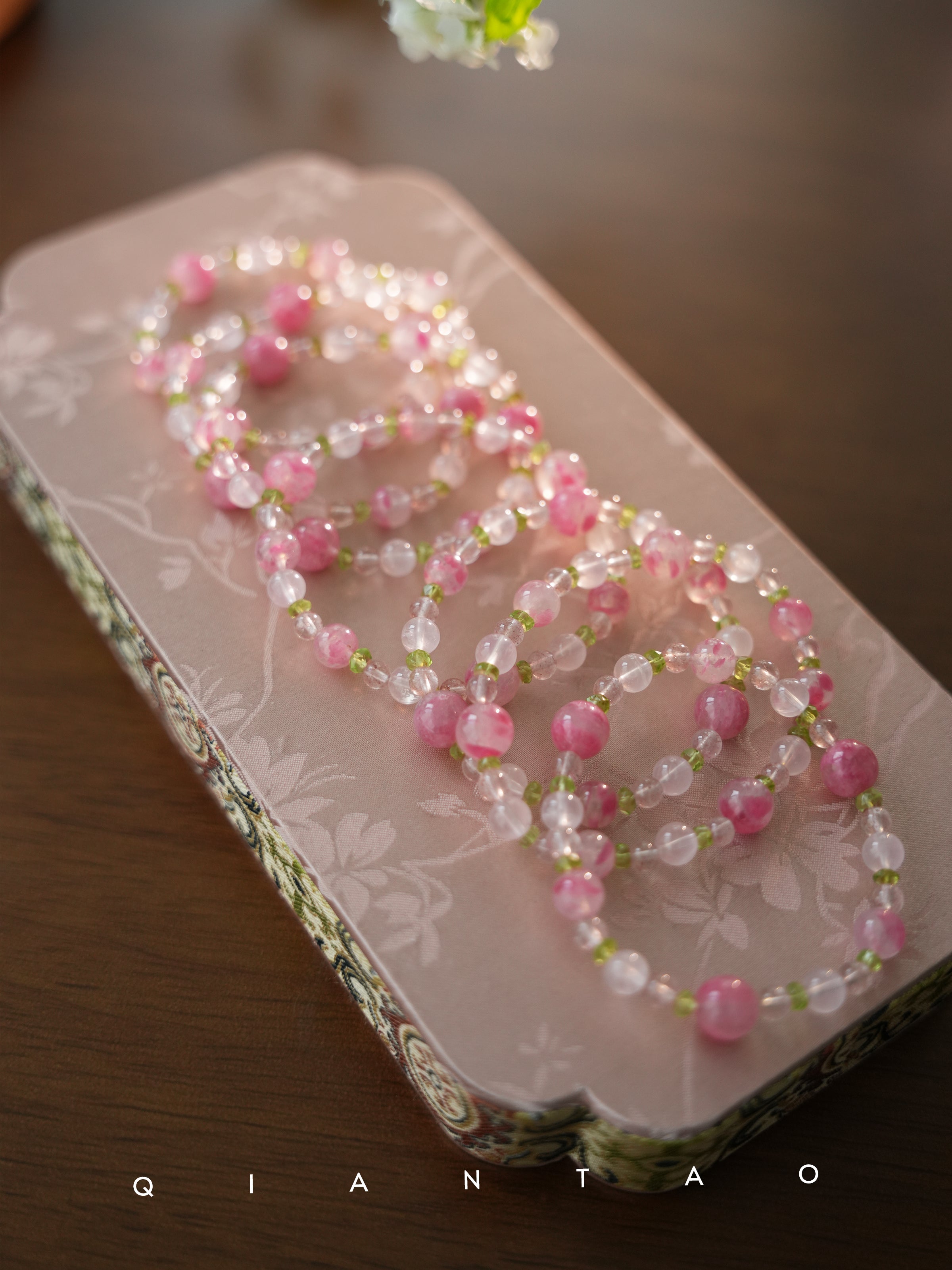 Xunhua New Chinese Style Bracelet Pink Crystal Peridot Bracelet for Women High-end Gift Natural Rose Quartz Bracelet