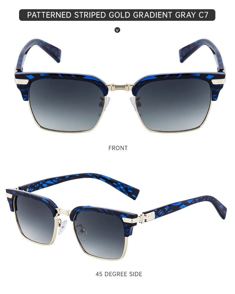 New Retro Square Frame Sunglasses Unisex Eyebrow Frame UV Protection Sunglasses Double Bridge Glasses shades