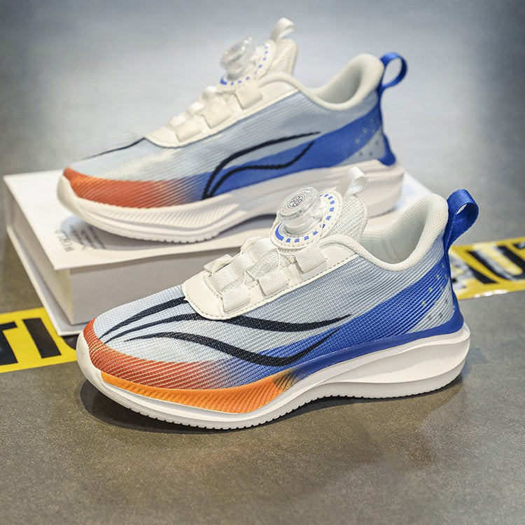 New Children's Shoes Breathable Rotating Button Sneakers Red Rabbit Casual Big Kids Shock Absorption Non-Slip Running Shoes