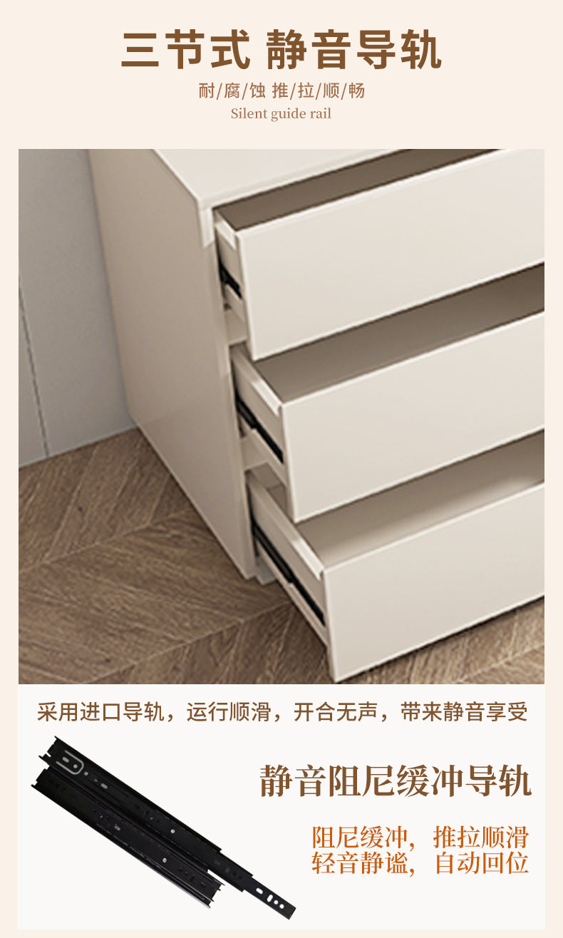 Solid Wood Dressing Table Cream Style Bedroom Modern Simple Makeup Table Chest of Drawers Dressing Table Integrated Cabinet Master Bedroom Bedside Cabinet