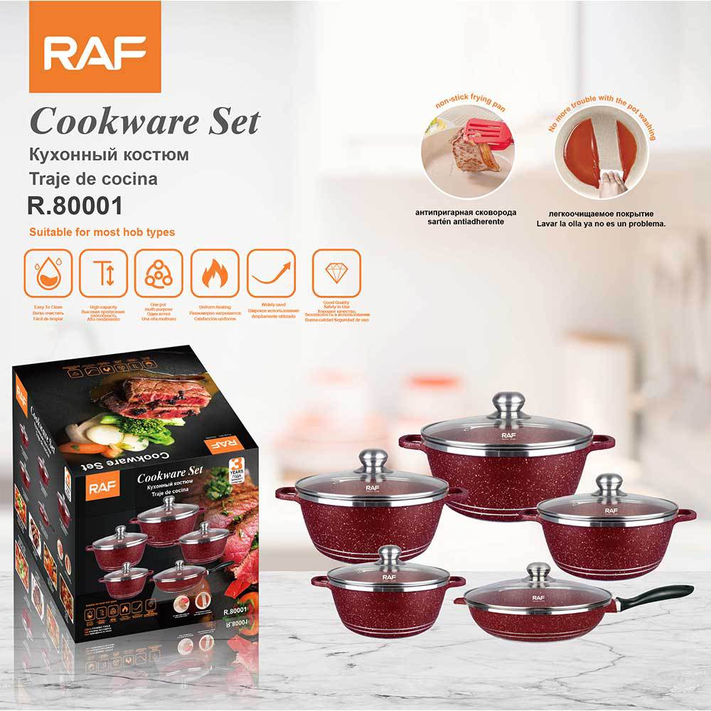RAF Hot Sale Handle Detachable Non-Stick Pan Ceramic Glaze Universal Stove Cookware11Set