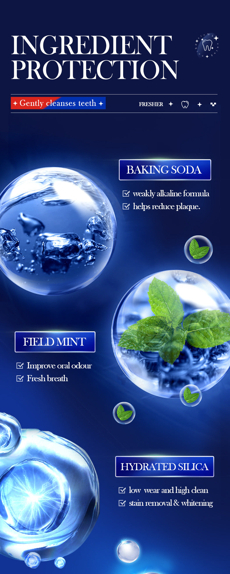 Full English Pump Toothpaste SADOER Baking Soda Probiotics Teeth Cleaning Oral Freshness  Wholesale