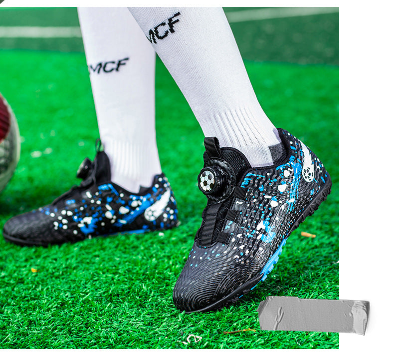 Rotating Button New Children's Soccer Shoes Girls' Spike Training Shoes Girls' Elementary School Sneakers Sports Shoes