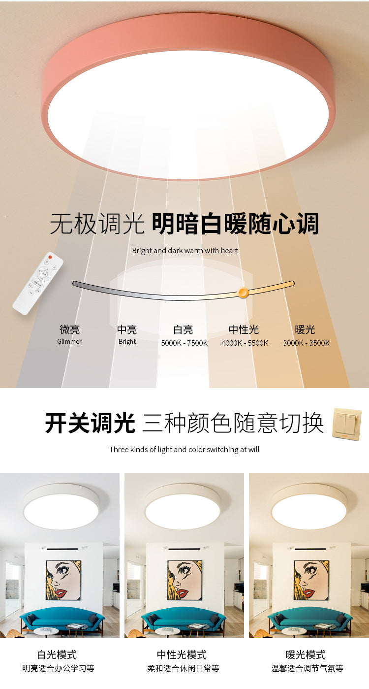 led Ceiling Light Round Bedroom Room Light Nordic Macaron Home Dining Room Study Hallway Balcony Lighting
