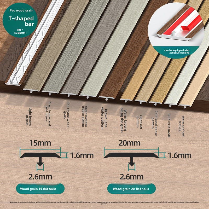 PVC Edge trim T Wooden floor trim strip, wooden threshold edge trim, tile joint decorative strip, doorway stone edge trim strip
