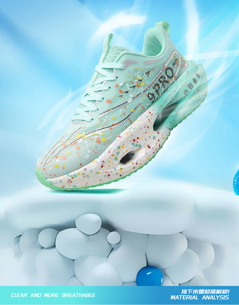 2025Autumn New Red Rabbit9Fluorescent Parent-Child Comfortable Sports Shoes High Elasticity Really Soft Sole Carbon Plate Wear-Resistant Running