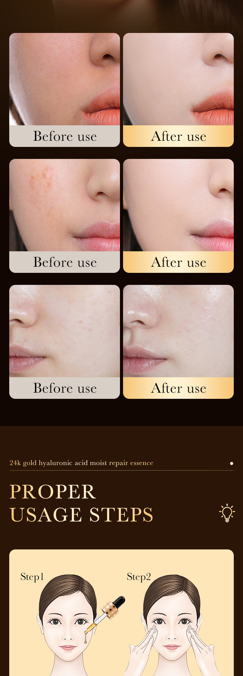 Full English24K Gold Essence ZOZU Hyaluronic acid moisturizing and hydrating skincare wholesale for  trade