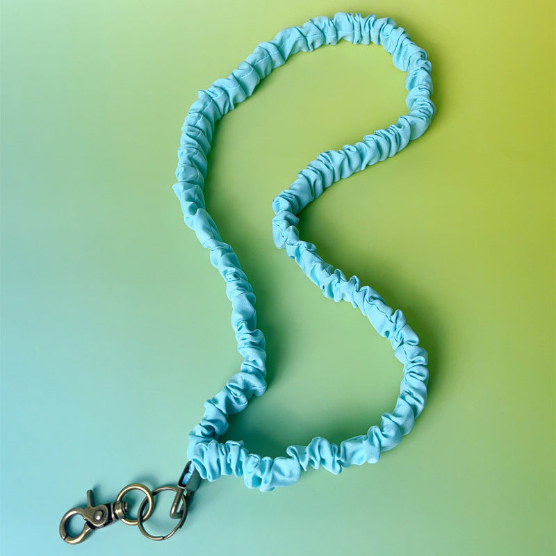 Keychain Large Elastic Polyester Wrinkle Print Hanging Ring Buckle Work Badge Phone Lanyard Chain