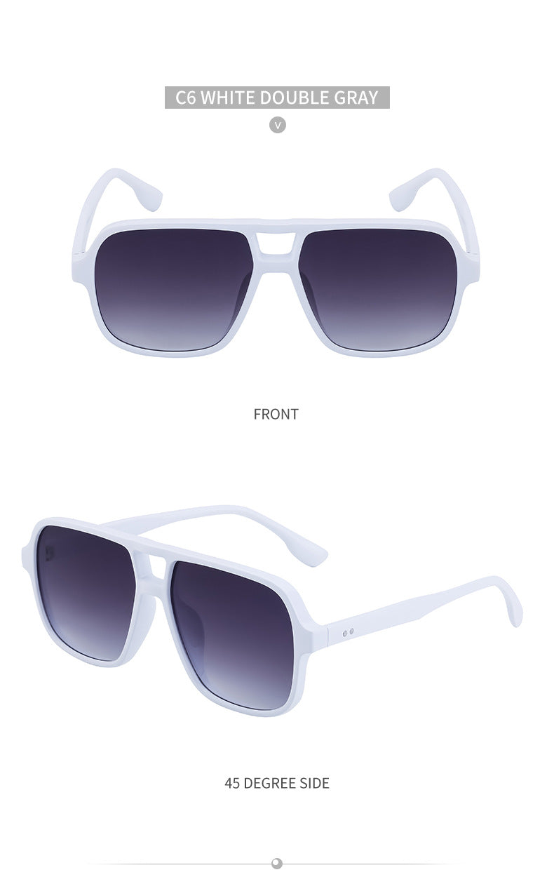 European and American Retro Double Bridge Sunglasses for Men, Large Frame Driving Sunglasses, Men's Outdoor Hiking Sun Protection Glasses shades