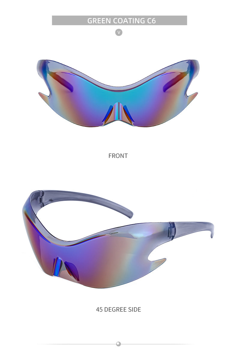 Europe and America Y2K Millennium Sports Windproof Colorful Sunglasses Men's Future Technology Style One-piece Sunglasses Women's Wholesale