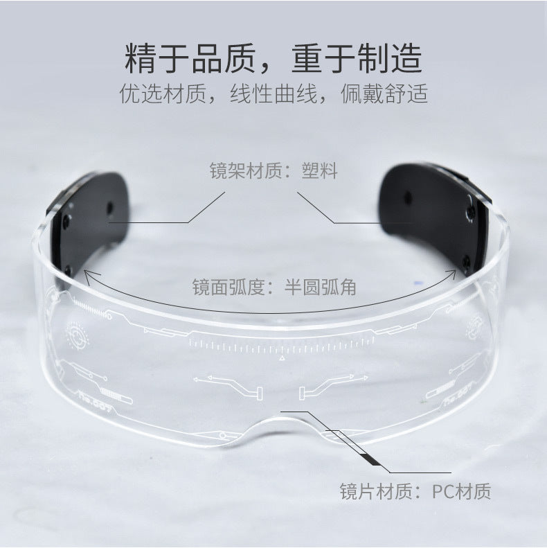 LED Light-emitting Glasses Trendy Future Technology Style Same Style Bar Disco Flashing Rechargeable Glasses