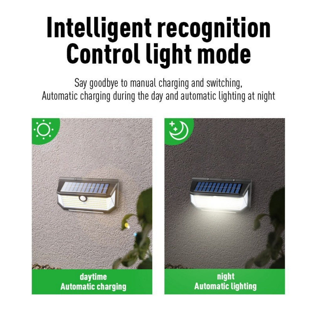 New Solar Light Human Body Sensing Wall Light Five Sides LED Lamp Waterproof light red and blue flashing solar street light