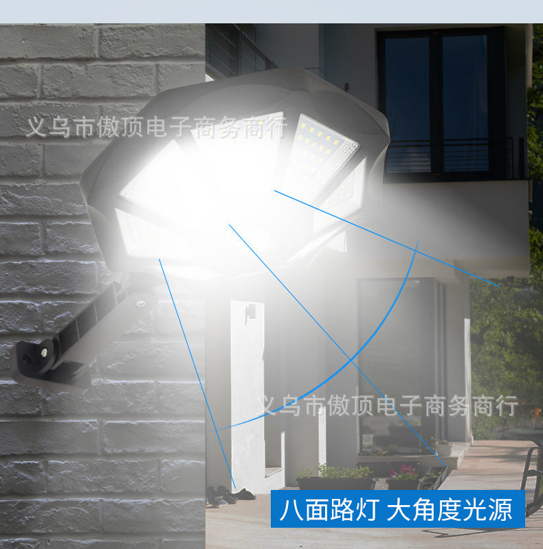New Solar Light Outdoor Courtyard Human Body Sensing Street Light Remote Control Wall Light Waterproof Garden Garage Light