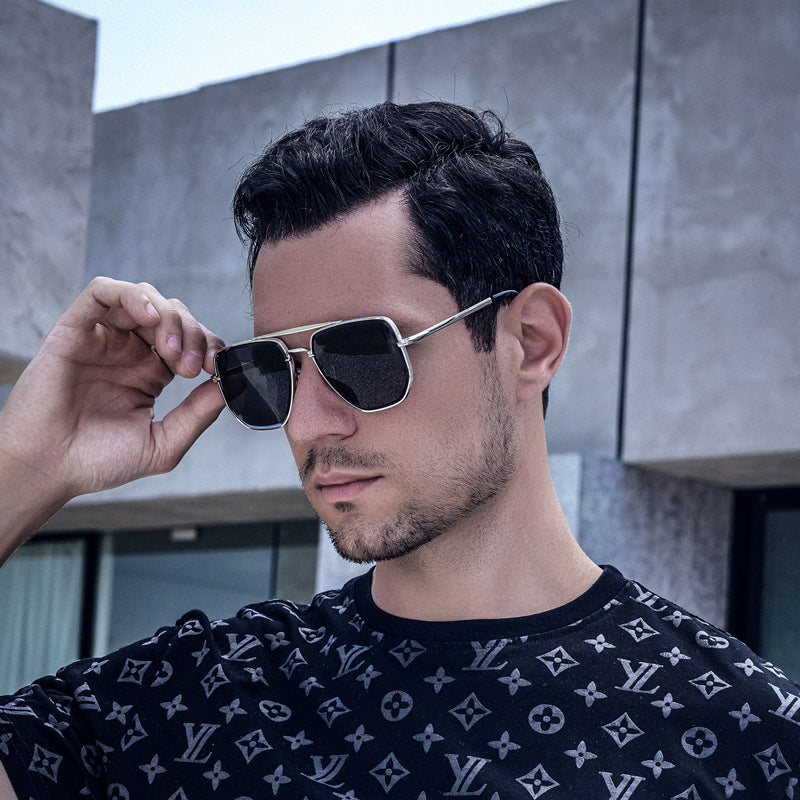 Fashion Double Bridge Sunglasses for Men UV Protection Driving Diamond Cut Edge Sunscreen Sunglasses for Women Wholesale