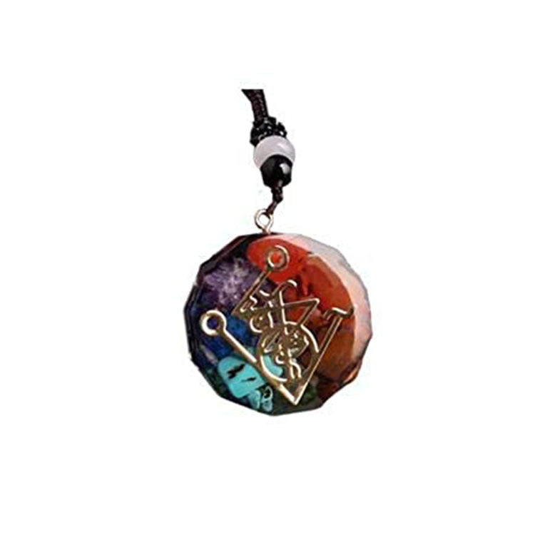 Men's Colorful Pendant Necklace Personalized Natural Crushed Stone Crystal Accessories Necklace Women's Colorful Crushed Stone Resin Necklace