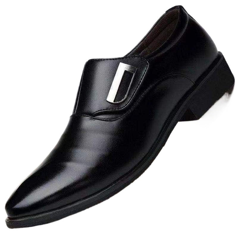 Men's Business Casual Leather Shoes Soft Sole Formal Youth Shoes Korean Style Slip-On Student Shoes