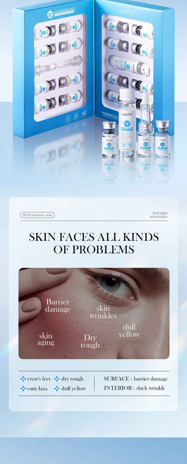 Cross-border Freeze-Dried Powder Combination Hydrating Moisturizing Skin Rejuvenation Nourishing Skin Freeze-Dried Powder Set Export Manufacturer Wholesale