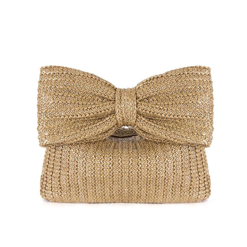 Colorful Woven Bow Bag for Women, European and American Fashion Women's Bag, Straw Bag for Women, Wholesale Versatile Fashion Clutch Bag