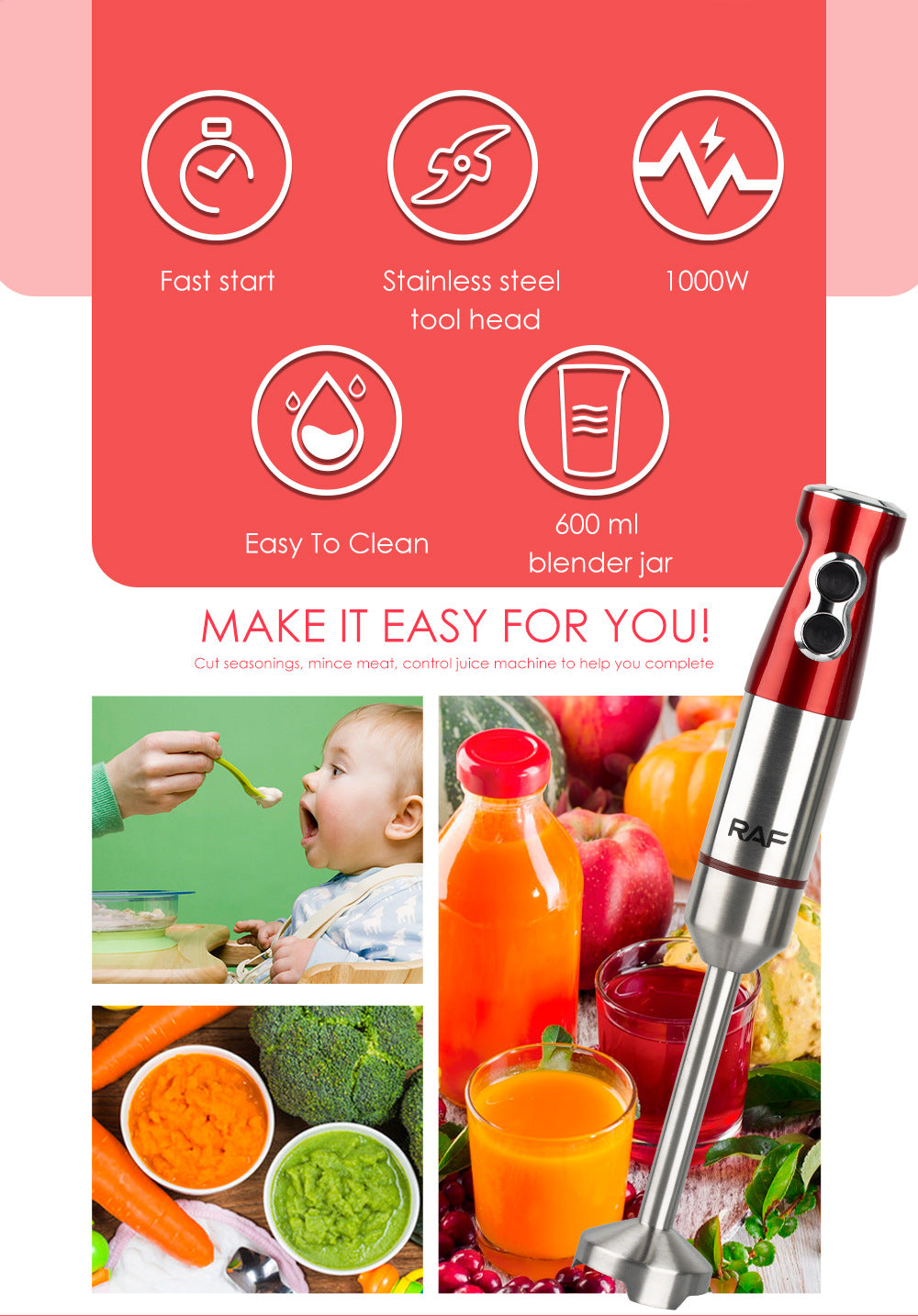 EU Standard Multifunctional Kitchen Handheld Ice Crusher Baby Food Electric Stirring Stick Food Processor Juicer