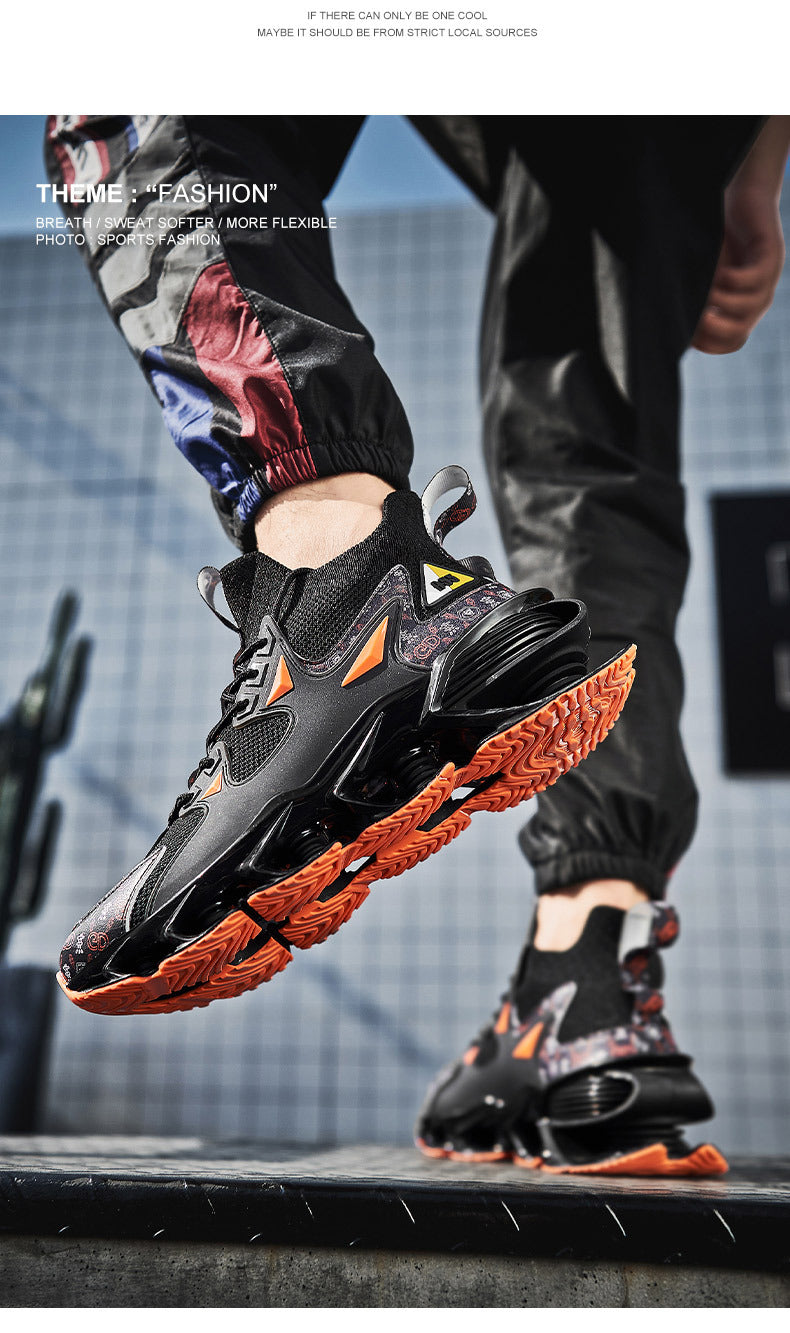 Fashion Blade Men's Shoes Mesh Breathable Sports Casual Running Shoes Men's Shock Absorption Anti-Slip Height Increasing Dad Trendy Shoes