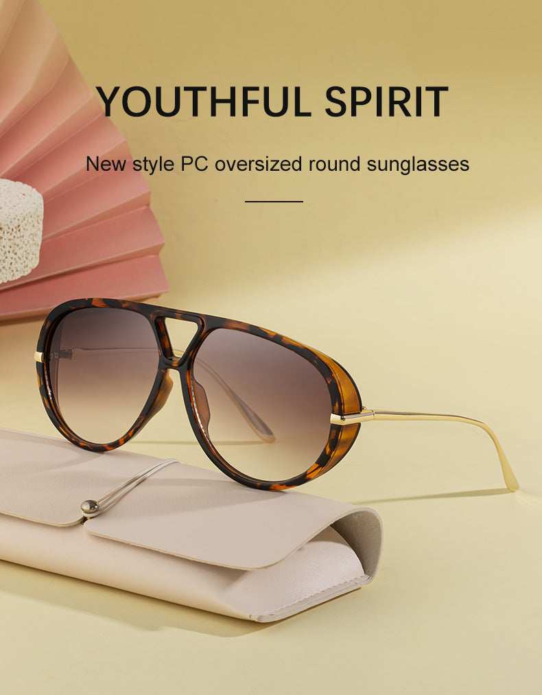 2025New European and American Style Toad Sunglasses for Men, Double Bridge Aviator Glasses, Outdoor Sun Protection Sunglasses for Men