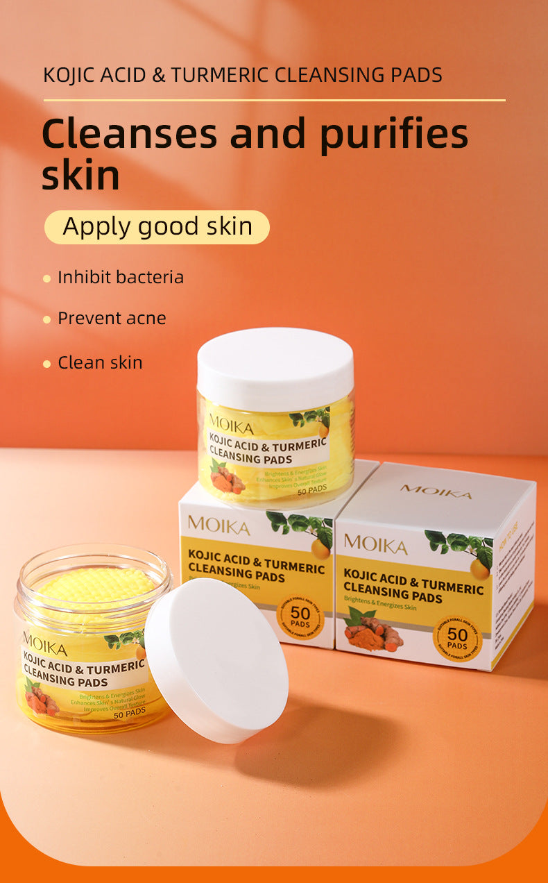 In Stock Turmeric Kojic Acid Cleansing Pads Exfoliating Cleansing Cotton Pads Skincare Wholesale