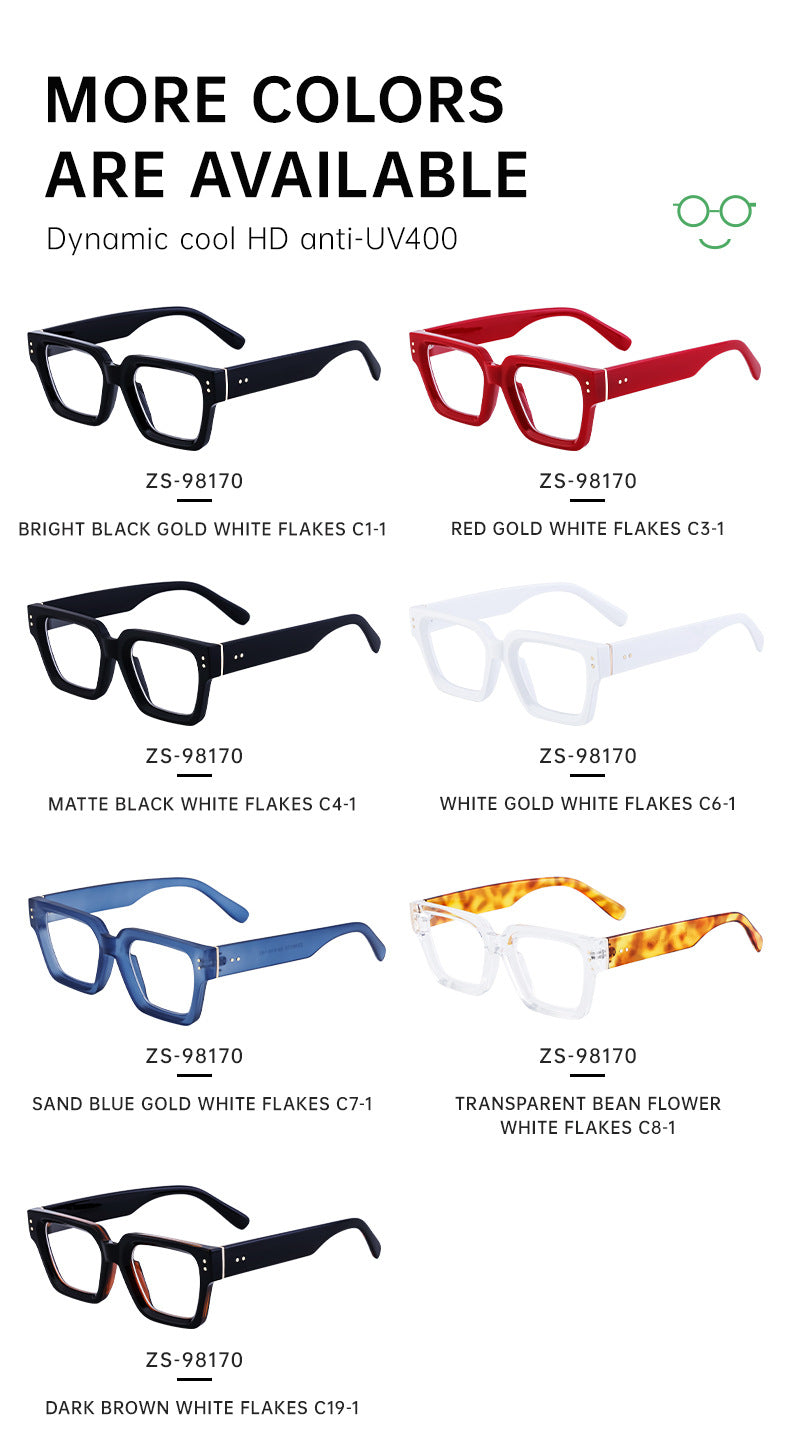 2025New European and American Fashion Square Frame Glasses for Women, Can Be Paired with Prescription or Non-Prescription Lenses, Men's Optical Frames Wholesale