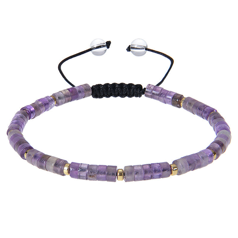Amethyst Bracelet4mm Beaded Couple Natural Stone Accessories Lapis Lazuli Tiger Eye Stone Woven Bracelet