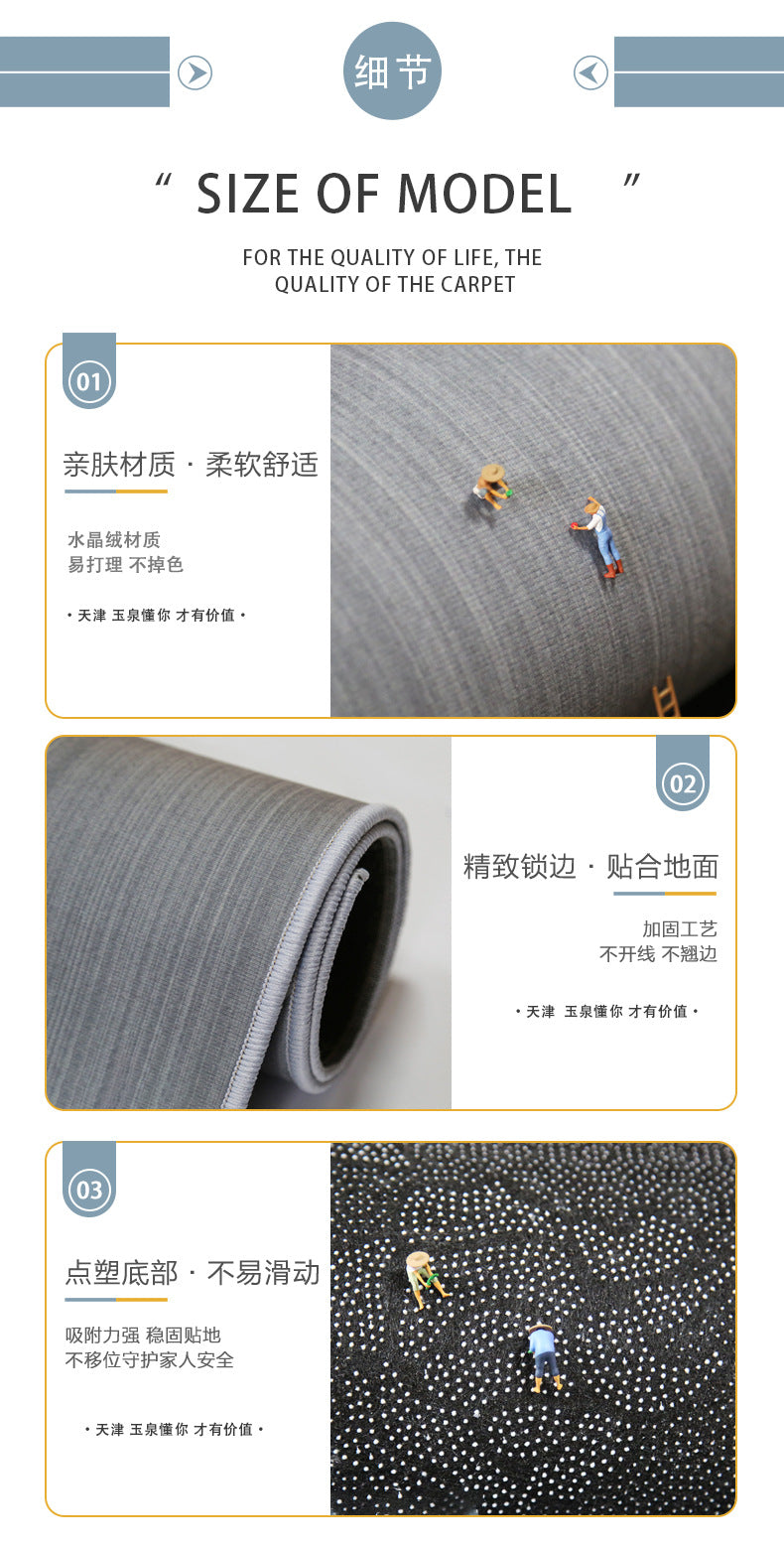 Living Room Carpet Stain-Resistant Easy Care Light Luxury Sofa Coffee Table Rug Home Use All-Season Crystal Velvet Bedside Warm Blanket