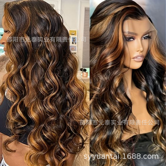 Highlight Lace Front Wig Ombre Light Brown Synthetic Wigs