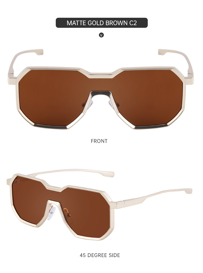 Irregular Steampunk Style Sunglasses European and American Metal Full Frame Integrated Sunglasses for Men Driving Glasses Wholesale