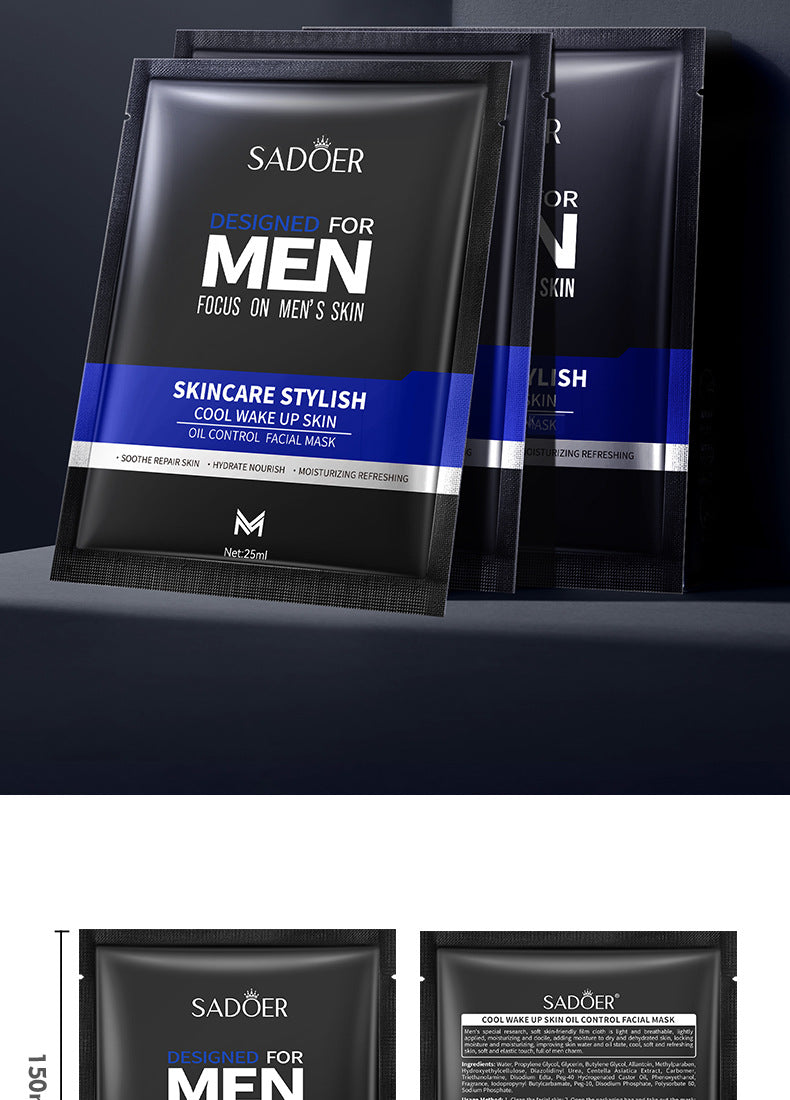 Full English Men's Face Mask25g SADOER Cool and Refreshing Men's Hydrating Mask Stickers  Wholesale