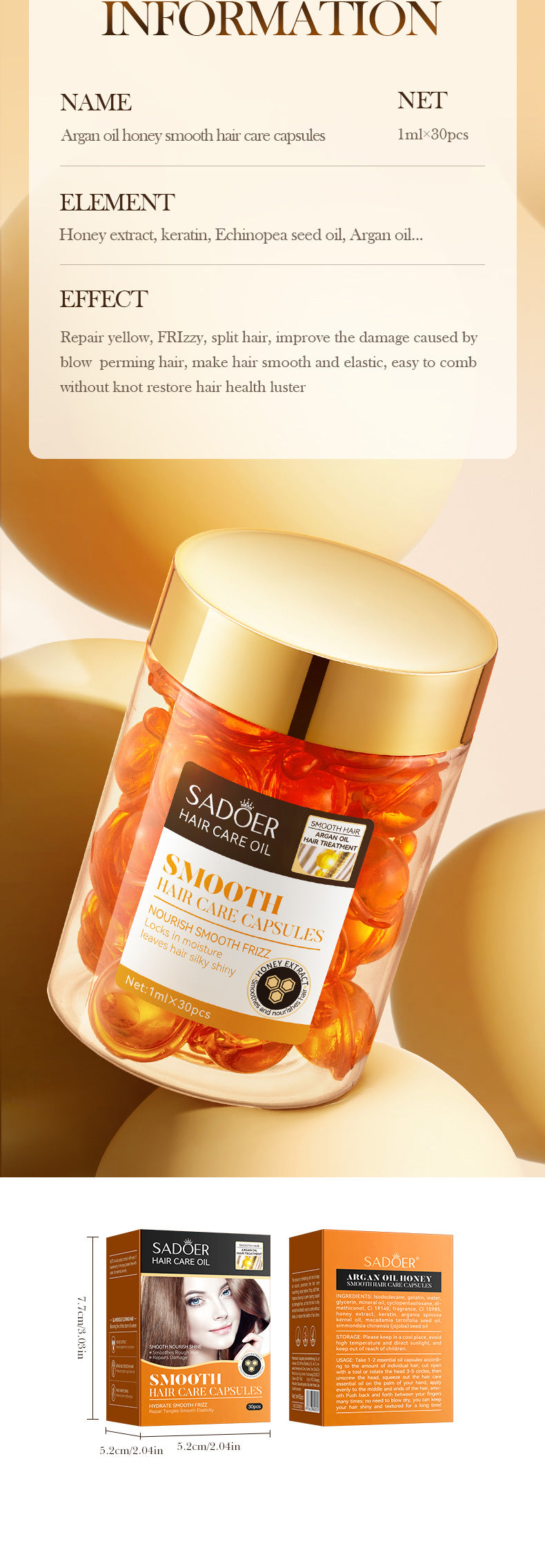 Full English Nut Oil Hair Care Capsules SADOER Improve Frizz Essential Oil Capsule Conditioner  Wholesale