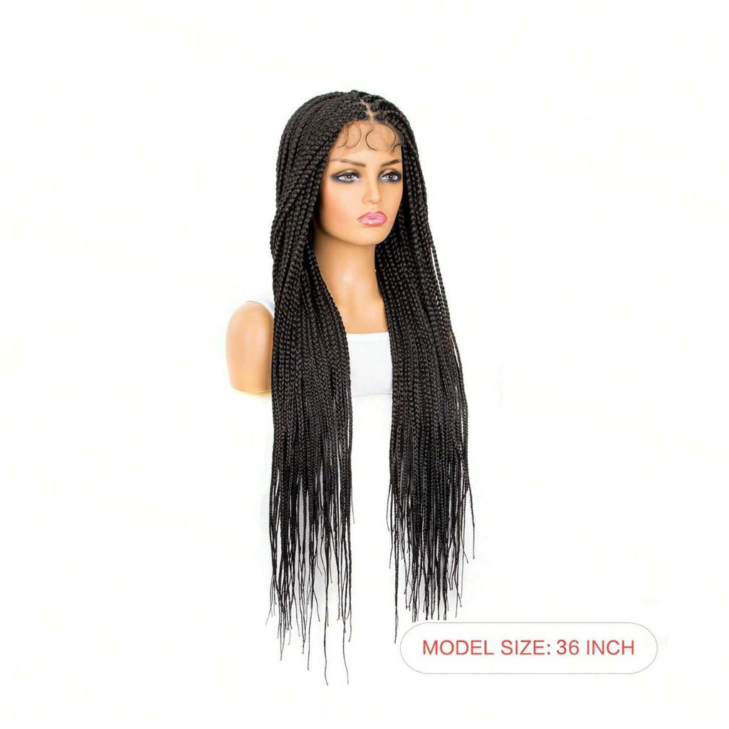 Foreign Trade Cross-Border European American African Wig for Women Full Hand-Woven Lace Three-Strand Braid Long Straight Hair Wig briad wig