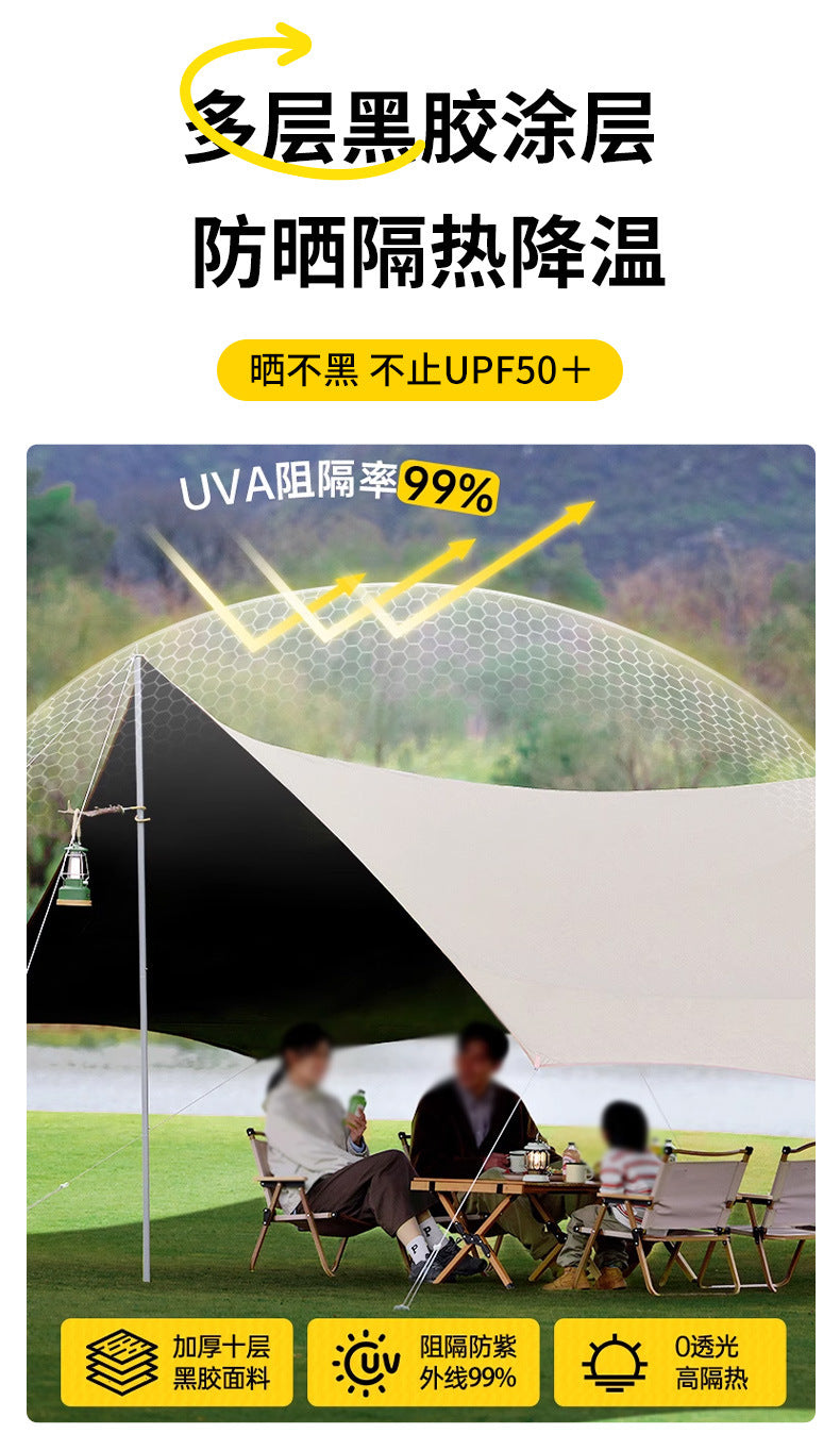 Canopy Black Glue Tent Outdoor Rainproof Camping Picnic Sunshade Rainproof Portable Camping Sunshade Square