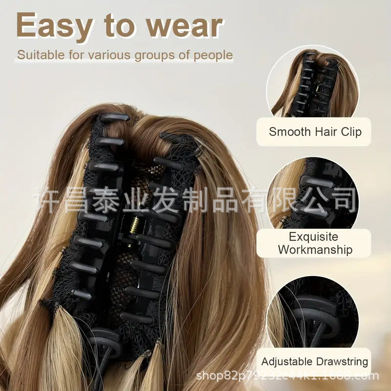 Amazon Cross-Border Trade Wig Ponytail for Women70cm Long Curly Hair Multi-layer Big Wave Claw Clip Ponytail Synthetic Braids