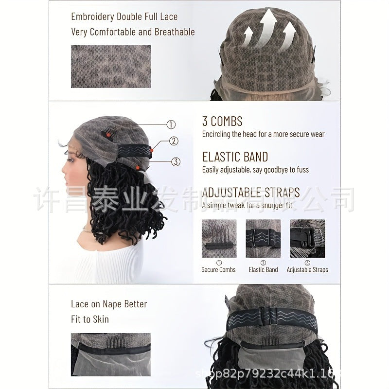 Cross-border Synthetic Hair Wigs European and American Style Small Curls Afro Braid Wig African Dirty Braids Crochet Hair Extensions Full lace Headgear