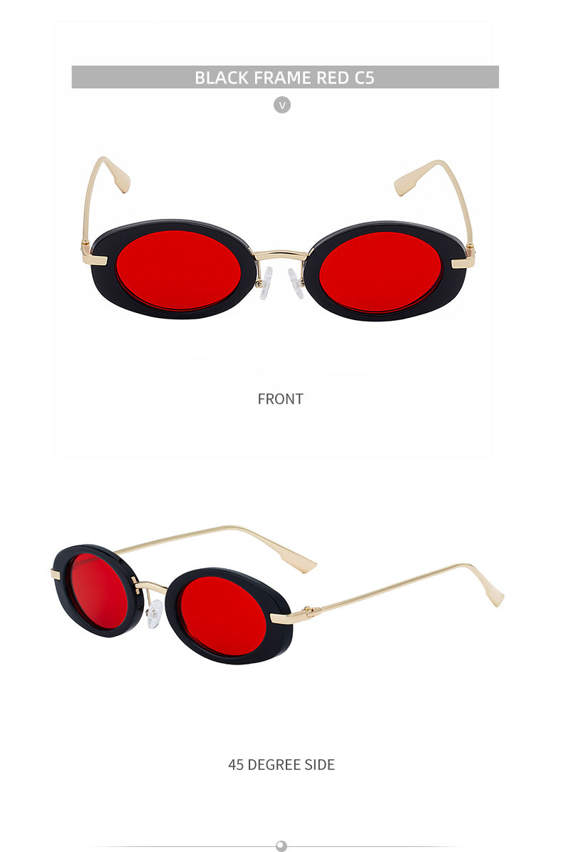 2025New European and American Fashion Oval Small Frame Sunglasses for Women, Trendy Personality Sun Protection Sunglasses Wholesale