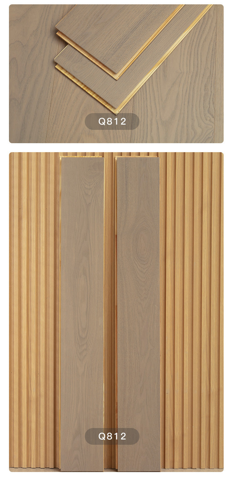 1.2mm White Ash Natural Wood Veneer New Three-Layer Solid Wood Composite Floor Heating Home Eco-Friendly Flooring Package Installation for Entry