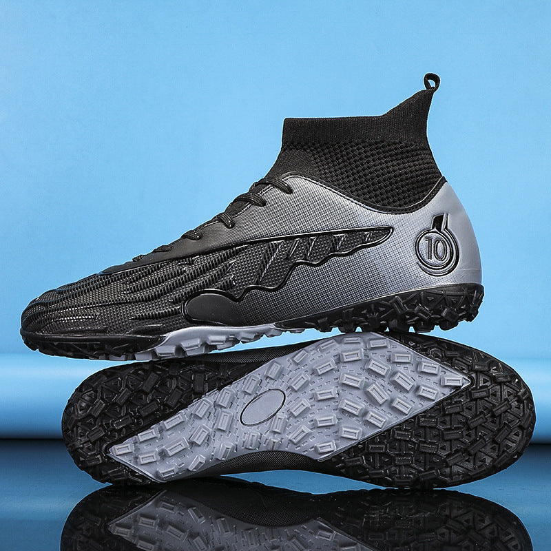 New Professional Football Shoes Boys High Top Youth Students Competition Training AG Long Spike Broken Spike Sneakers