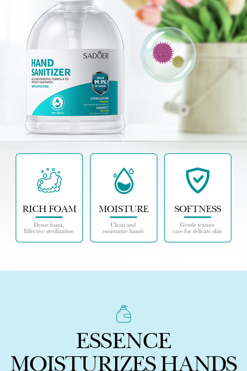 All English Hand Sanitizer500ml SADOER Foam Deep Cleansing Large Capacity  Foreign Trade Wholesale