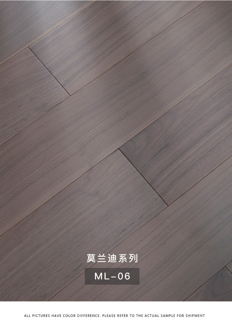 【Door-to-Door Installation】Morandi Style 15mm Lock Buckle Glue-free Installation Black Walnut New Three-layer Flooring Solid Wood