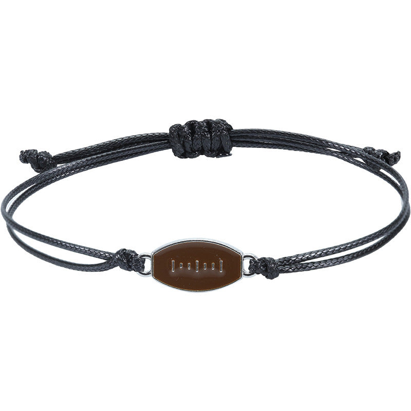 Basketball Wax Line Simple Bracelet Men's Holiday Gift Football Baseball Alloy Pendant Fan Sports Woven Bracelet
