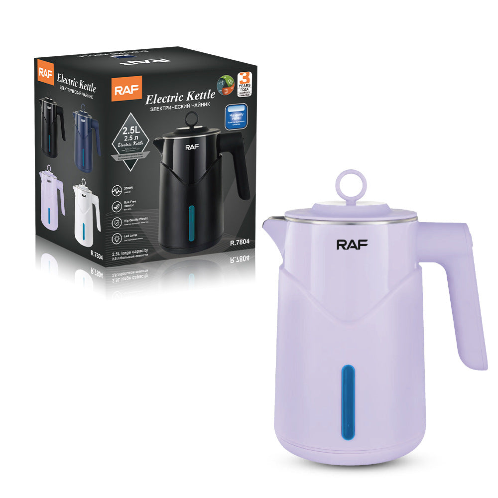 RAF European Standard Stainless Steel Electric Kettle for Home and Hotel Use, Double Layer, Anti-scald, Automatic Power-off304Seamless Integrated