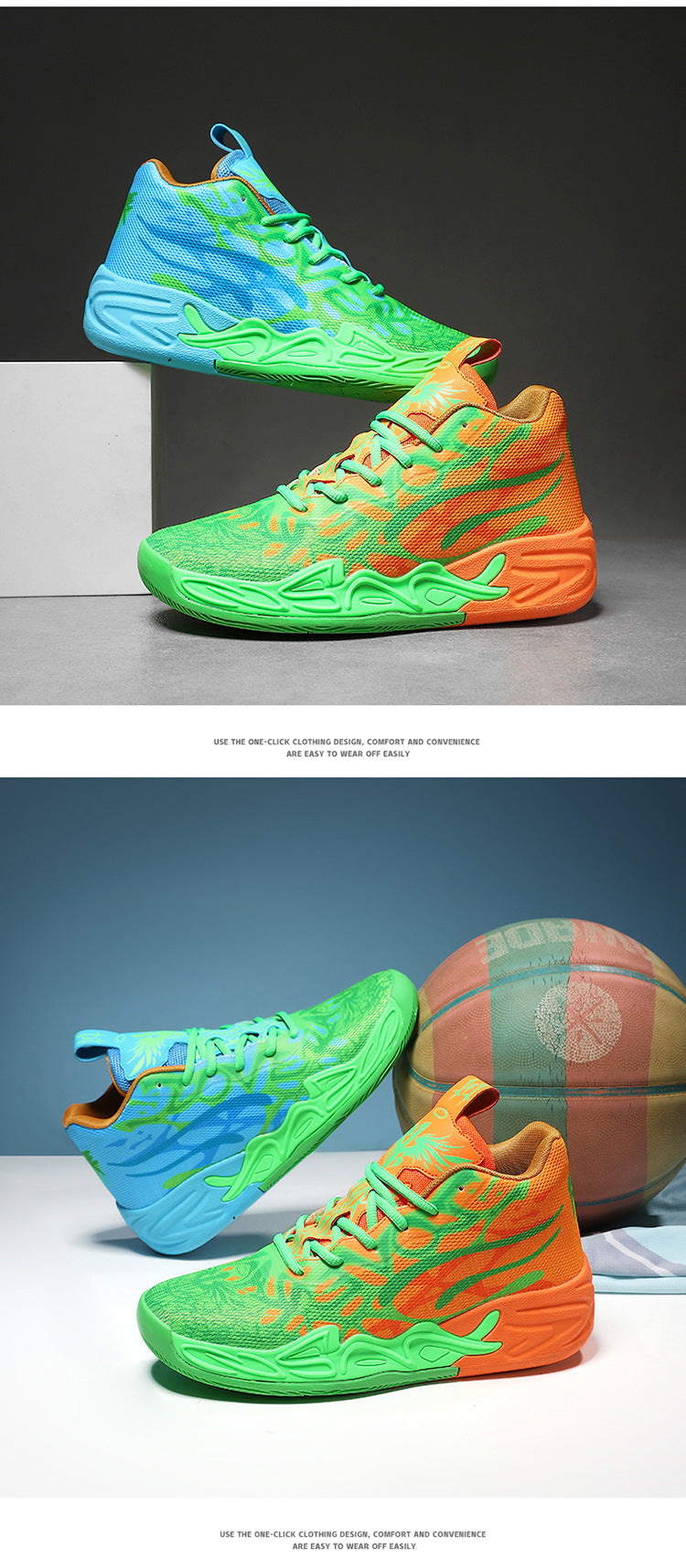 Fashion Trend Basketball Shoes New Youth Mandarin Duck Mesh Breathable Sports Shoes High-Top Training Boots