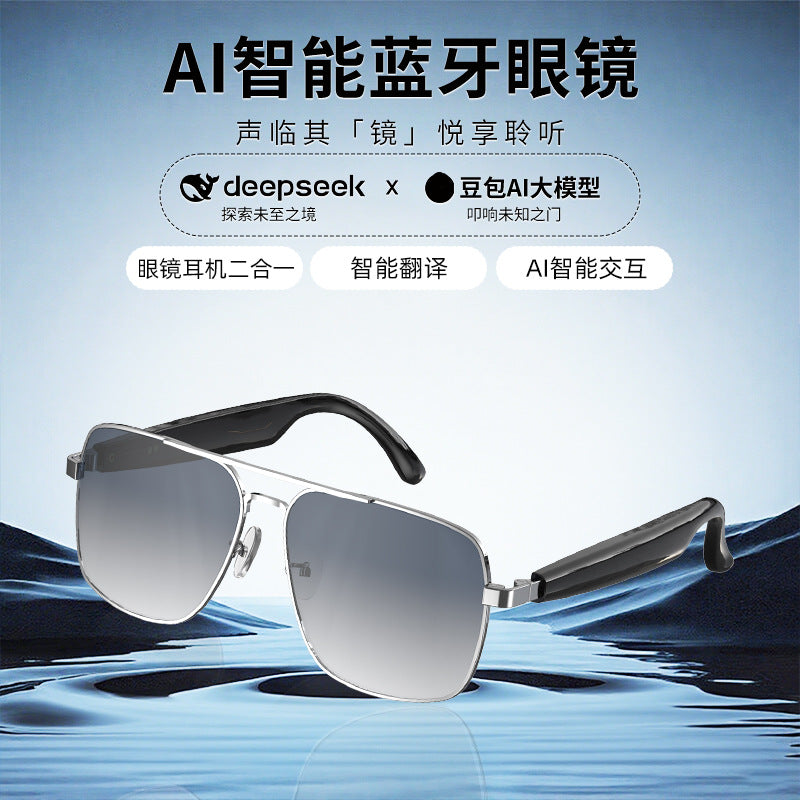 Huaqiangbei New Model Smart ai Translation Bluetooth Glasses Conference Voice Real-time Simultaneous Interpretation Factory Goods