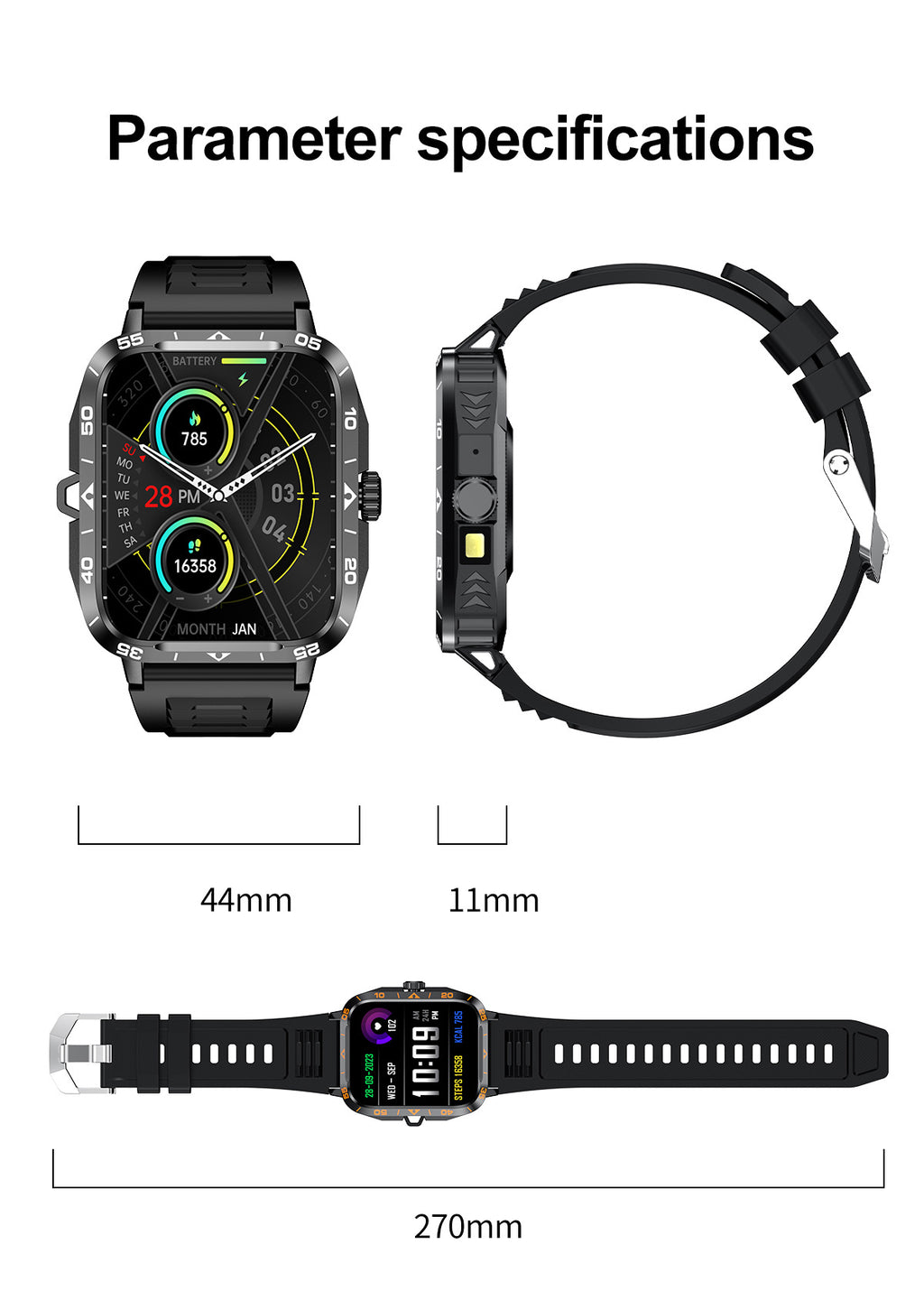 ZW59Smart Watch Bluetooth Call True Heart Rate Step Sleep Monitoring Blood Pressure Message Reminder Flashlight Sports